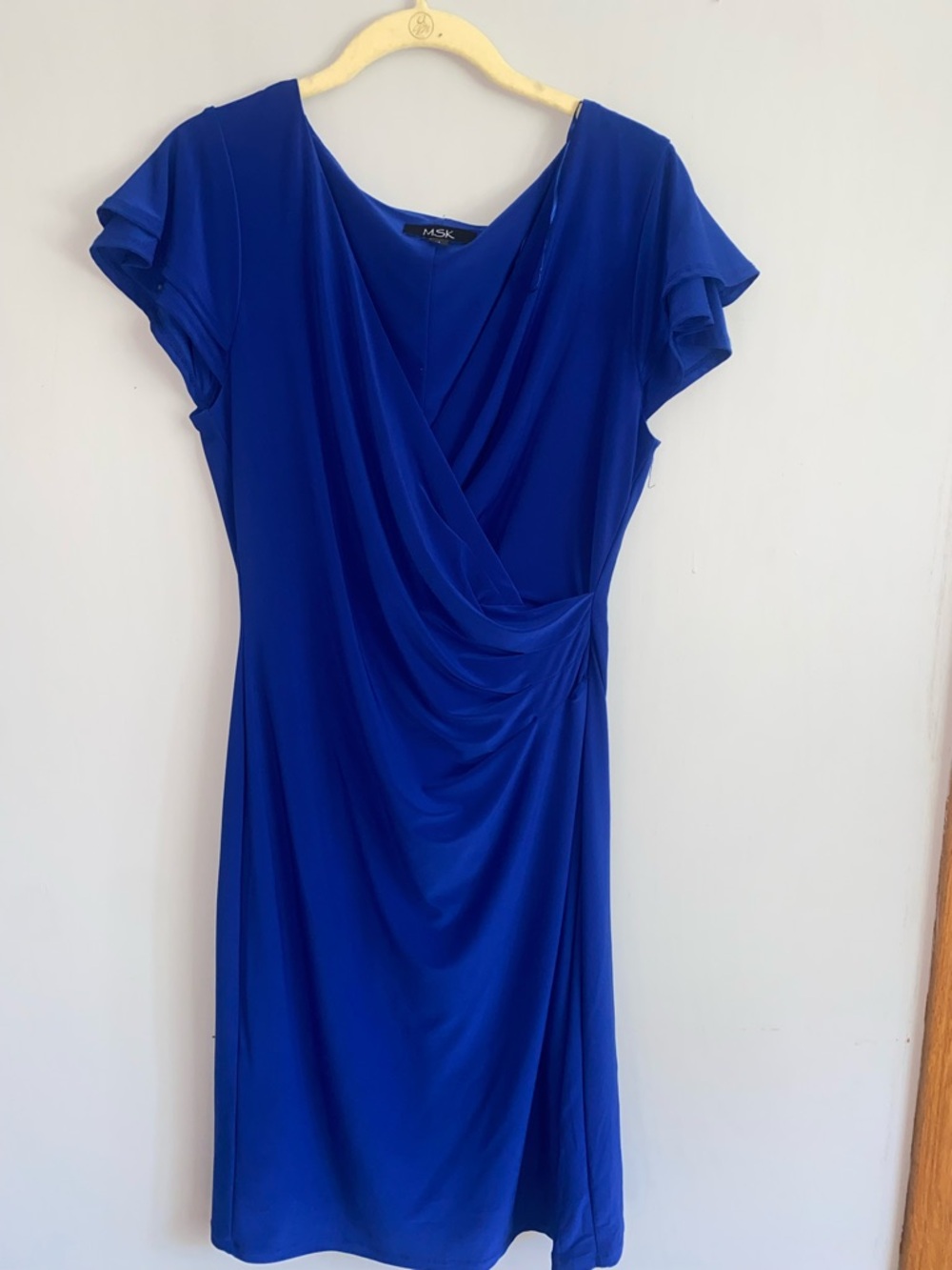 MSK Cobalt Blue Faux-Wrap Midi Dress
